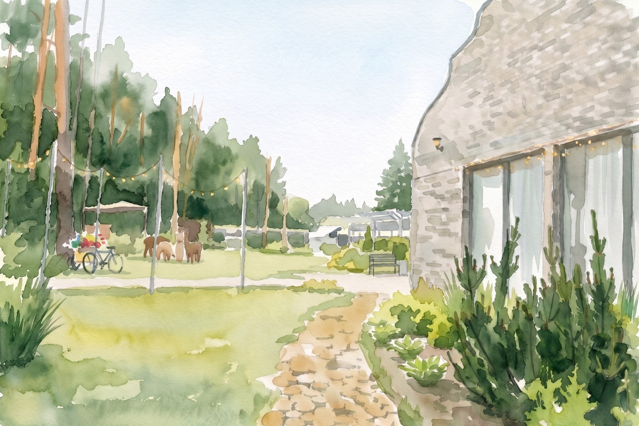 Watercolor footer illustration
